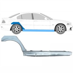 Celý prah + opravný plech zadného blatníka pre BMW 3 E46 1998-2006 / Pravá / Sada 11243