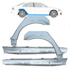 Celý prah + opravný plech zadného blatníka pre BMW 3 E46 1998-2006 / Sada 11245