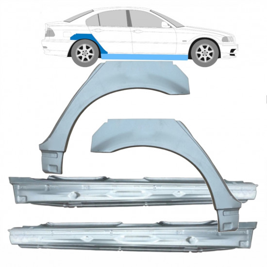 Opravný plech prahu + zadného blatníka pre BMW E46 3 1998-2005 / Sada 11245