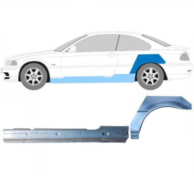 Celý prah + opravný plech zadného blatníka pre BMW 3 E46 1998-2006 / Ľavý / COUPE / Sada 17060