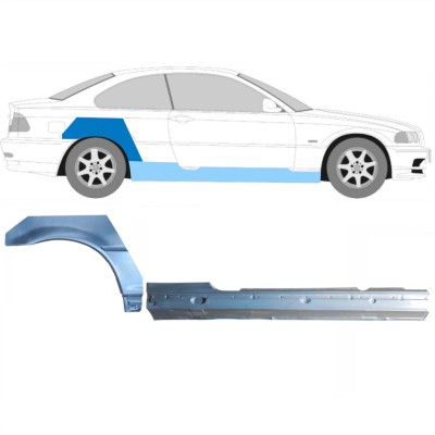 Celý prah + opravný plech zadného blatníka pre BMW 3 E46 1998-2006 / Pravá / COUPE / Sada 17059