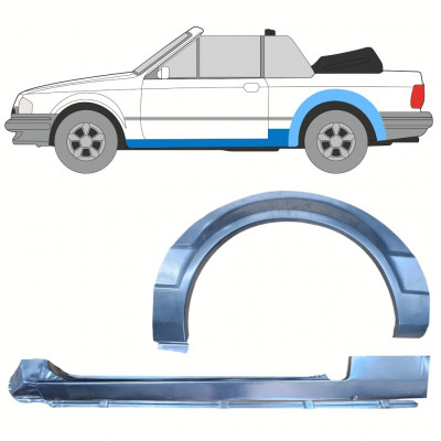 Opravný plech prahu + zadného blatníka pre Ford Escort 1981-1990  CABRIO / Ľavý / Sada 12587