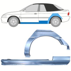 Opravný plech prahu + zadného blatníka pre Ford Escort 1995-2000 / Ľavý / CABRIO / Sada 12590