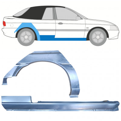 Opravný plech prahu + zadného blatníka pre Ford Escort 1990-2000  CABRIO / Pravá / Sada 12589