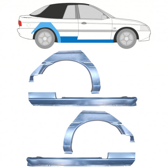 Opravný plech prahu + zadného blatníka pre Ford Escort 1990-2000  CABRIO / Sada 12591