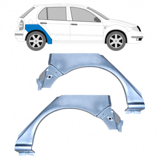 Lem zadného blatníka pre Skoda Fabia 1999-2007 / Ľavá+Pravá / Sada 10444