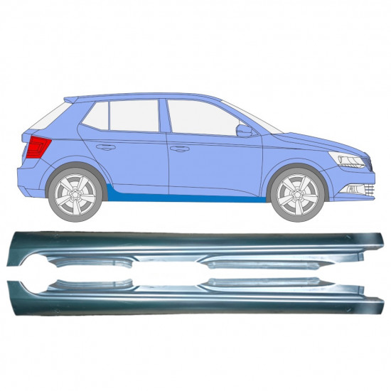 Kompletný prah pre Skoda Fabia 2014- / Ľavá+Pravá / Sada 9823