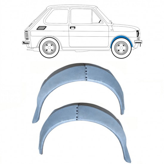 Vnútorný opravný plech predného blatníka pre Fiat 126p 1972-1978 / Ľavý / Sada 10217