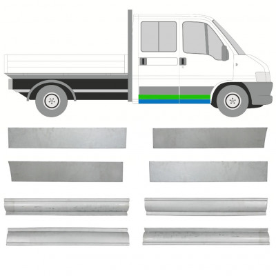 Opravný plech prahu + dverí pre Fiat Ducato Boxer Relay Jumper 1994-2006 / Ľavá+Pravá / Dvojitá kabína / Sada 10492