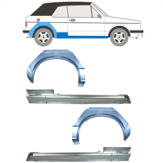 Opravný plech prahu + zadného blatníka pre VW Golf 1 1979-1993 CABRIO / Sada 12579