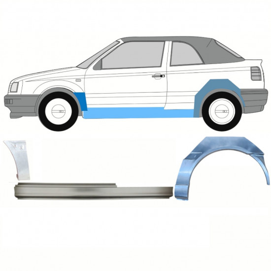 Opravný plech prahu + predného blatníka + zadného blatníka pre VW Golf 3 1993-1998  CABRIO / Ľavý / Sada 12568