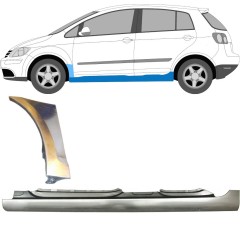 Kompletný prah + opravný plech predného blatníka pre Volkswagen Golf Plus 2005-2013 / Ľavý / Sada 10381