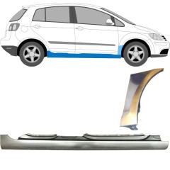 Kompletný prah + opravný plech predného blatníka pre Volkswagen Golf Plus 2005-2013 / Pravá / Sada 10380