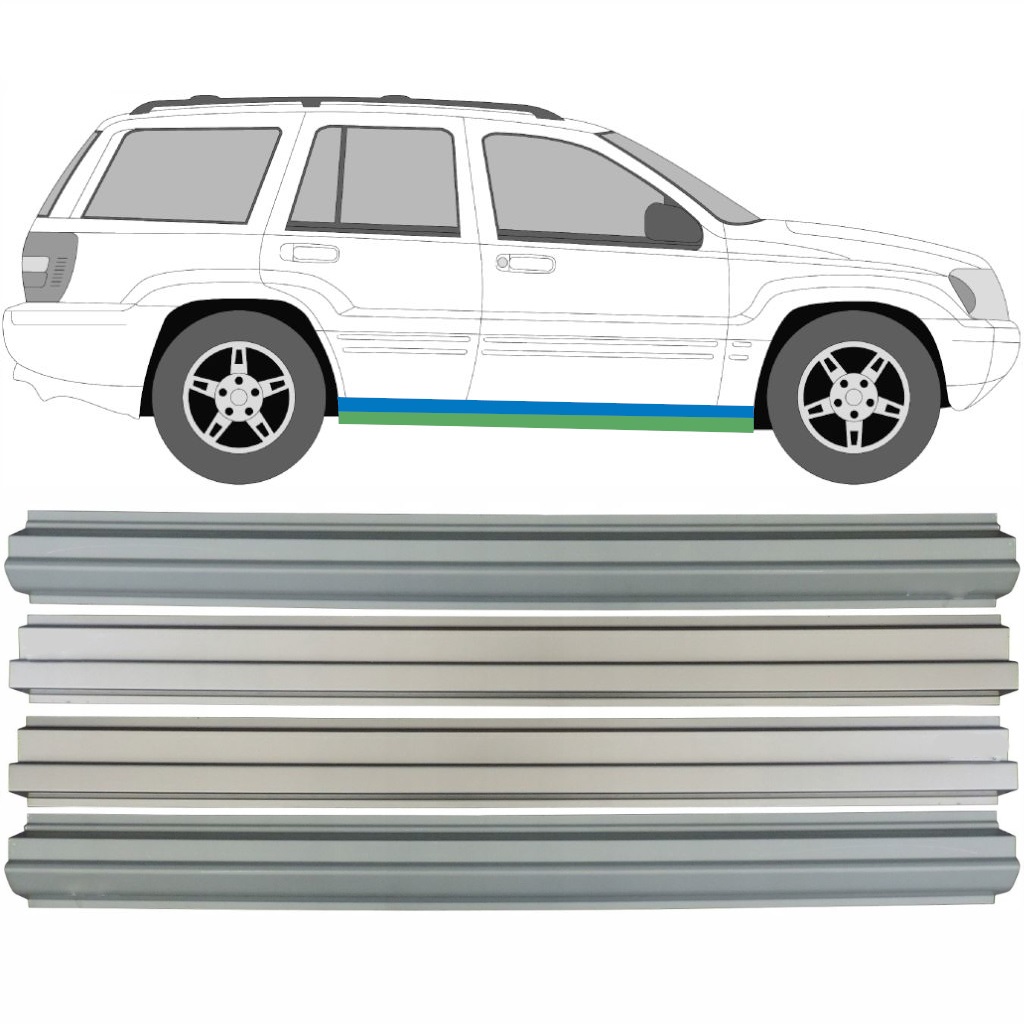 Opravný Plech Prahu Vnútorný + Vonkajší Pre Jeep Grand Cherokee 1998-2005 / Ľavá+Pravá / Sada 9482