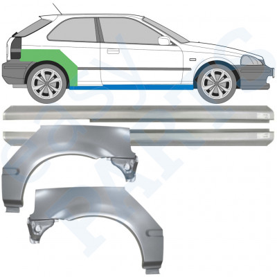 Opravný plech prahu + zadného blatníka pre Honda Civic 1995-2000 / Ľavá+Pravá / Sada 10664