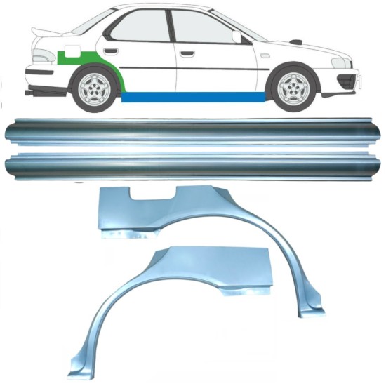 Opravný plech prahu + zadného blatníka pre Subaru Impreza GC GF 1992-2000 / Ľavá+Pravá / Sada 10667