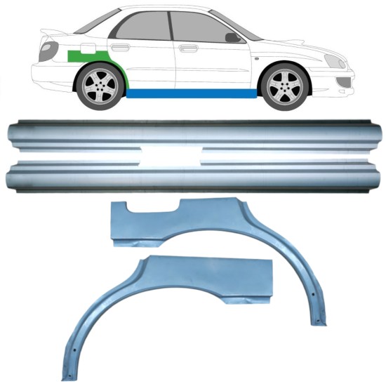 Opravný plech prahu + zadného blatníka pre Subaru Impreza GD GG 2000-2007 / Ľavá+Pravá / Sada 10666