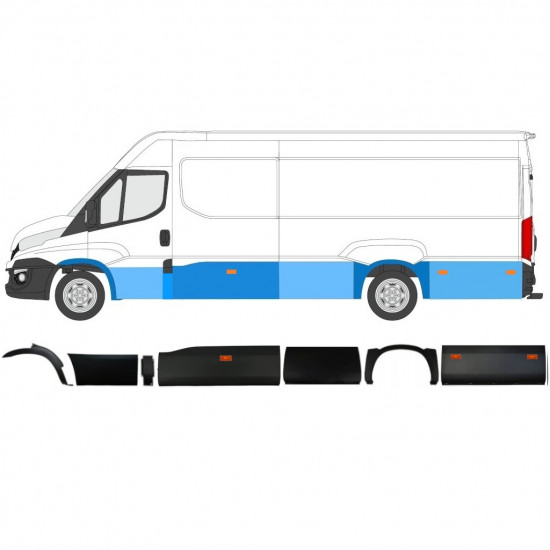 Bočná lišta so svetlom pre Iveco Daily 2014-2019  / LWB / Ľavý / Sada 11984