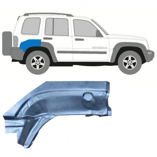 Opravný plech zadného blatníka zadná časť pre Jeep Liberty 2001-2008 / Pravá 7938