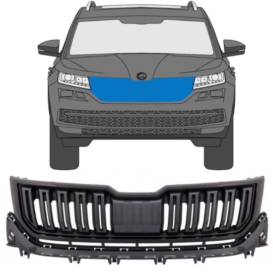 Čierna mriežka pre Skoda Kodiaq 2016-2023 / Sada 7547