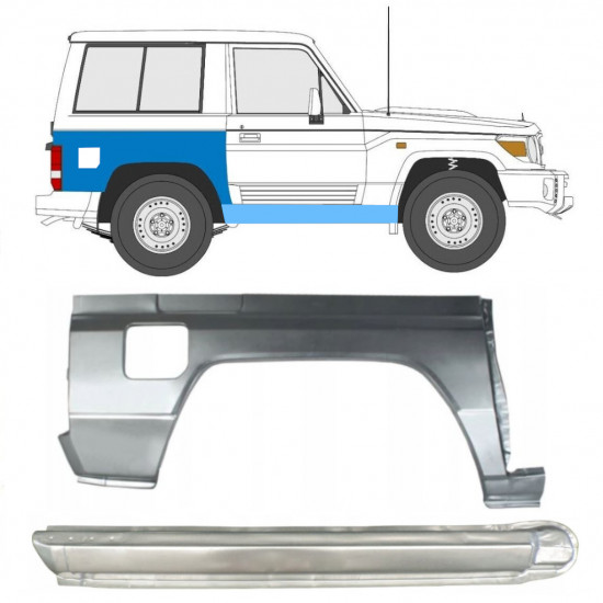 Opravný plech prahu + zadného blatníka pre Toyota Land Cruiser 1984-1993 / Pravá / Sada 11478