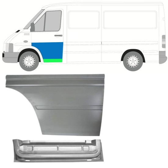 Opravný plech predných dverí vnútorný + vonkajší pre Volkswagen LT 1996-2005 / Ľavý 16570