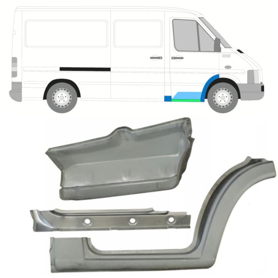 Opravný plech vnútorného prahu + blatníka + predného schodu pre Volkswagen LT 1996-2005 / Pravá 16573