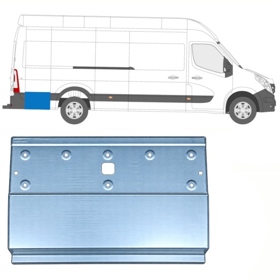 Opravný plech zadného blatníka zadná časť pre Nissan NV400 2010- / Vľavo = Vpravo (symetrické) 17301