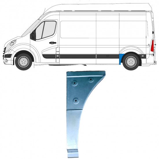 Opravný plech zadného blatníka predná časť pre Renault Master 2010- / Ľavý 12849