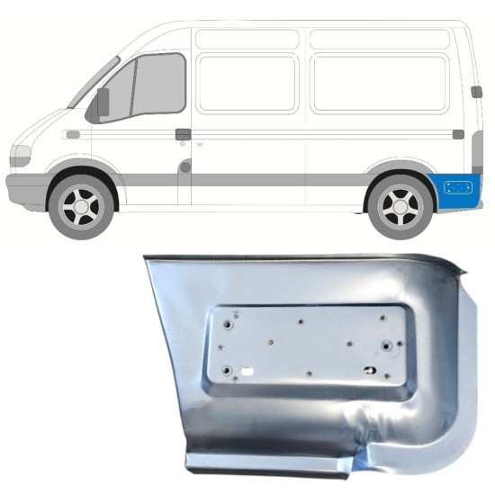 Opravný plech spodnej časti zadného blatníka za kolesom pre Renault Master 1998-2010 / Ľavý 14878 Opravný plech spodnej časti zadného blatníka za kolesom pre Renault Master 1998-2010 / Ľavý 14878