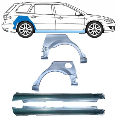 Opravný plech prahu + zadného blatníka pre Mazda 6 GG GY 2002-2007 / Ľavá+Pravá / COMBI / Sada 10538