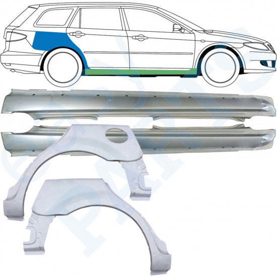 Opravný plech prahu + zadného blatníka pre Mazda 6 2002-2008 / COMBI / Sada 10538