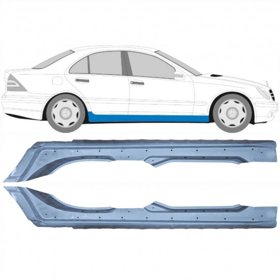 Kompletný prah pre Mercedes C-class 2000-2007 / Ľavá+Pravá / Sada 10419