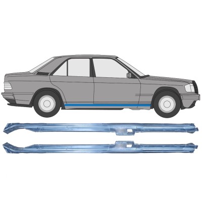 Opravný plech hornej časti prahu pre Mercedes 190 W201 1982-1993 / Ľavá+Pravá / Sada 16294