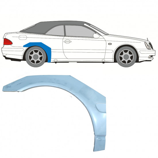 Lem zadného blatníka pre Mercedes CLK A208 1997-2003 / Pravá / CABRIO /  7688