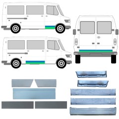 Opravný plech vnútorných + vonkajších dverí pre Mercedes T1 207-410 1977-1995 / Ľavá+Pravá / Sada 12635