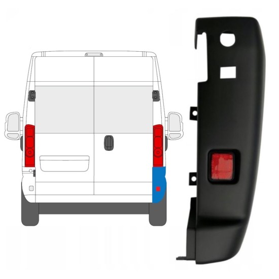 Roh zadného nárazníka 180 stupňov pre Opel Movano 2021-2026 / Pravá 16036