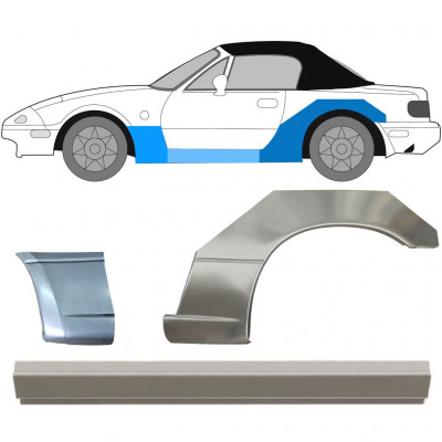 Opravný plech prahu + predného blatníka + zadného blatníka pre Mazda MX-5 1989-1998 / Ľavý / Sada 12581