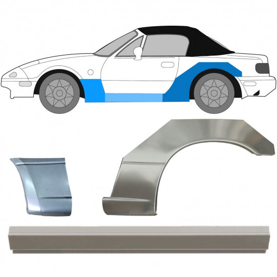 Opravný plech prahu + predného blatníka + zadného blatníka pre Mazda MX-5 1989-1998 / Ľavý / Sada 12581