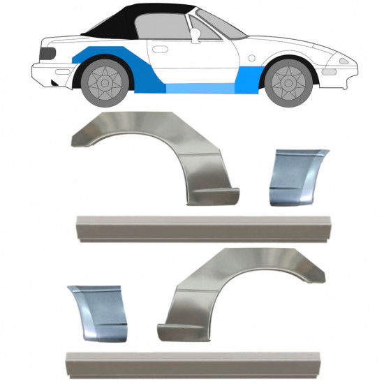 Opravný plech prahu + predného blatníka + zadného blatníka pre Mazda MX-5 1989-1998 / Sada 12582