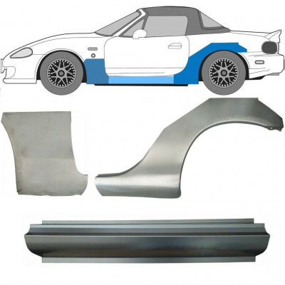 Opravný plech prahu + predného blatníka + zadného blatníka pre Mazda MX-5 1998-2005 NB / Ľavý / Sada 11151