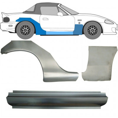 Opravný plech prahu + predného blatníka + zadného blatníka pre Mazda MX-5 1998-2005 NB / Pravá / Sada 11150