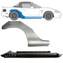 Celý prah + opravný plech zadného blatníka pre Mazda MX-5 1998-2005 NB / Pravá / Sada 11145