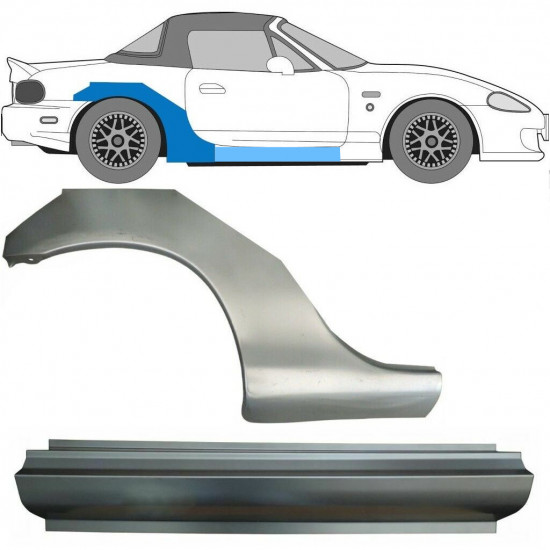 Opravný plech prahu + zadného blatníka pre Mazda MX-5 1998-2005 NB / Pravá / Sada 10273