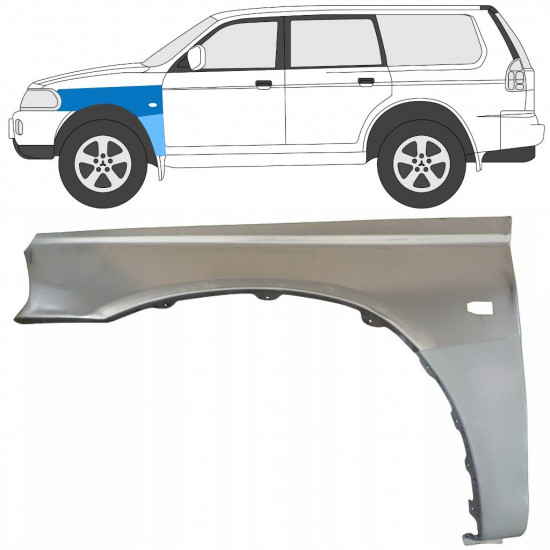 Opravný plech predného blatníka pre Mitsubishi Pajero Sport 1996-2008 / Ľavý / Sada 8543