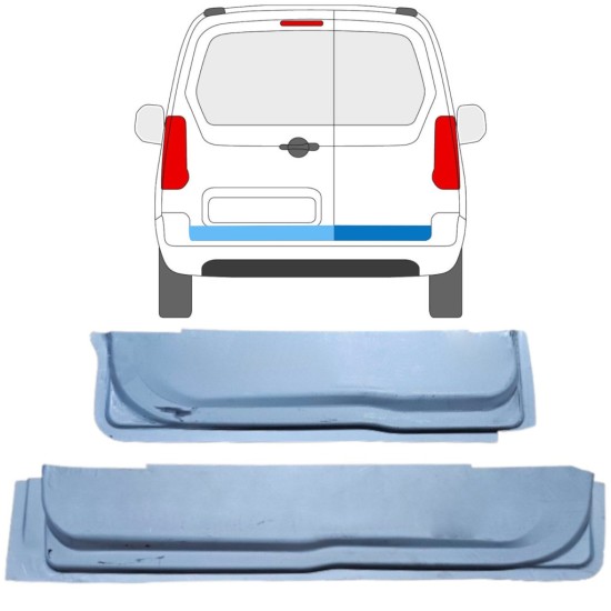Opravný plech zadných dverí vnútorný pre Peugeot Partner 2008-2018 / Ľavá+Pravá / Sada 16911