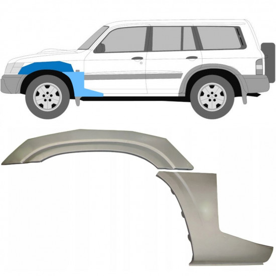 Opravný plech predného blatníka pre Nissan Patrol 1997-2009 / Ľavý / Sada 10033