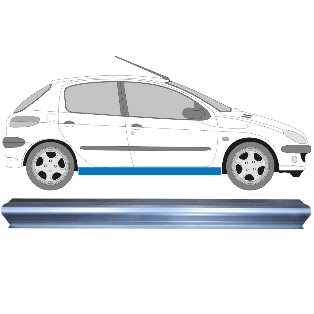 Opravný Plech Prahu Pre Peugeot 206 206+ 1998-2012 / Vľavo = Vpravo (Symetrické) 8091