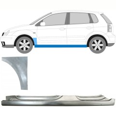 Kompletný prah + opravný plech predného blatníka pre Volkswagen Polo 2001-2009 / Ľavý / Sada 8730