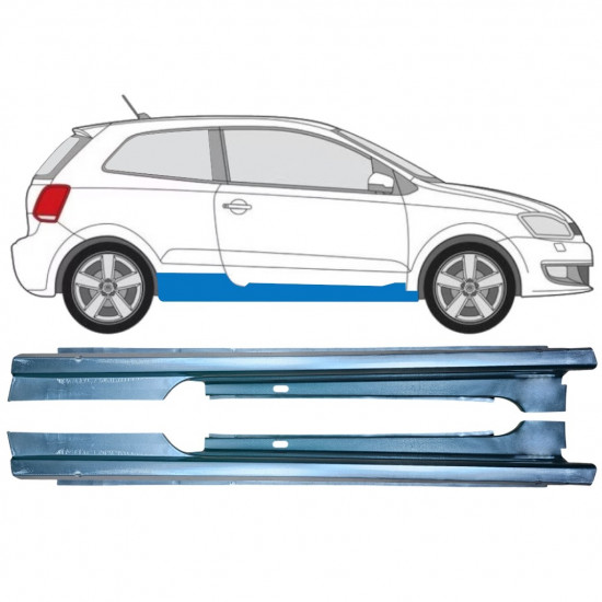 Kompletný prah pre Volkswagen Polo 2009-2017 / Ľavá+Pravá / Sada 12861